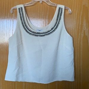 Bar III textured & beaded crop tank top